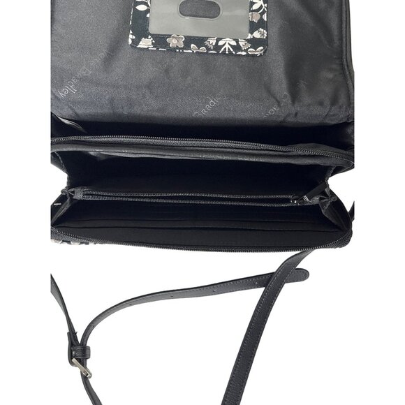 Vera Bradley Chandelier Noir Crossbody Purse Shoulder Bag Black White Floral - Picture 11 of 12